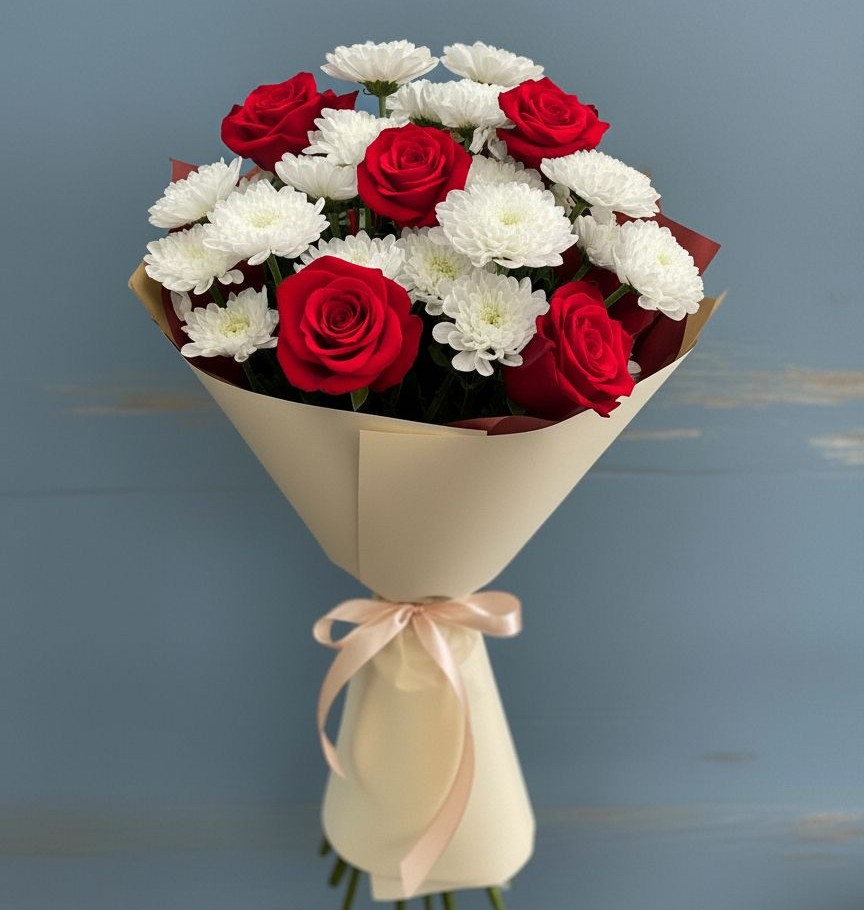 Букет цветов из: Розы и Хризантемы в Шабровском