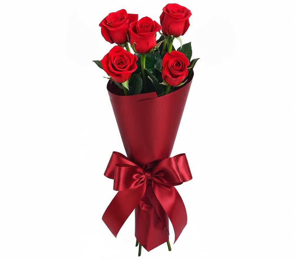 Букет 5 Красных роз Эдлесс Лав в Шабровском