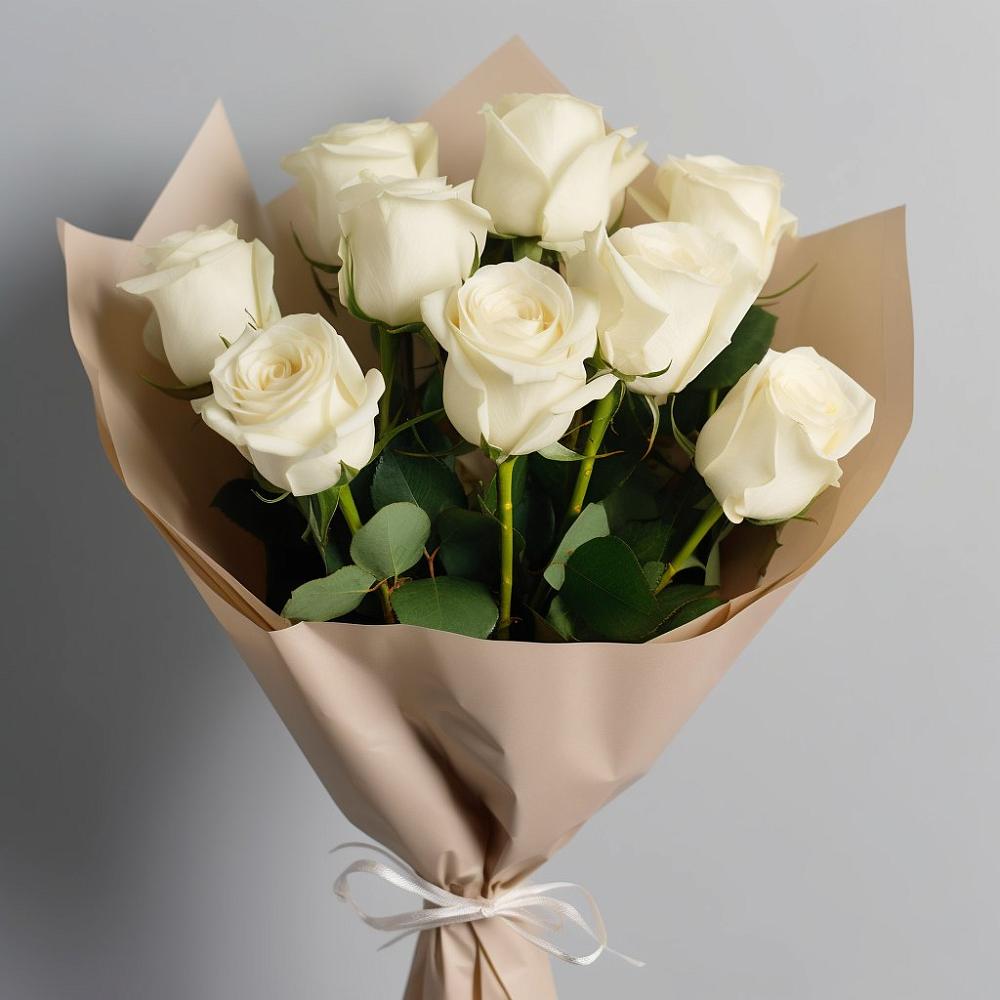 Букет 9 Белых роз Эдлесс Лав в Шабровском