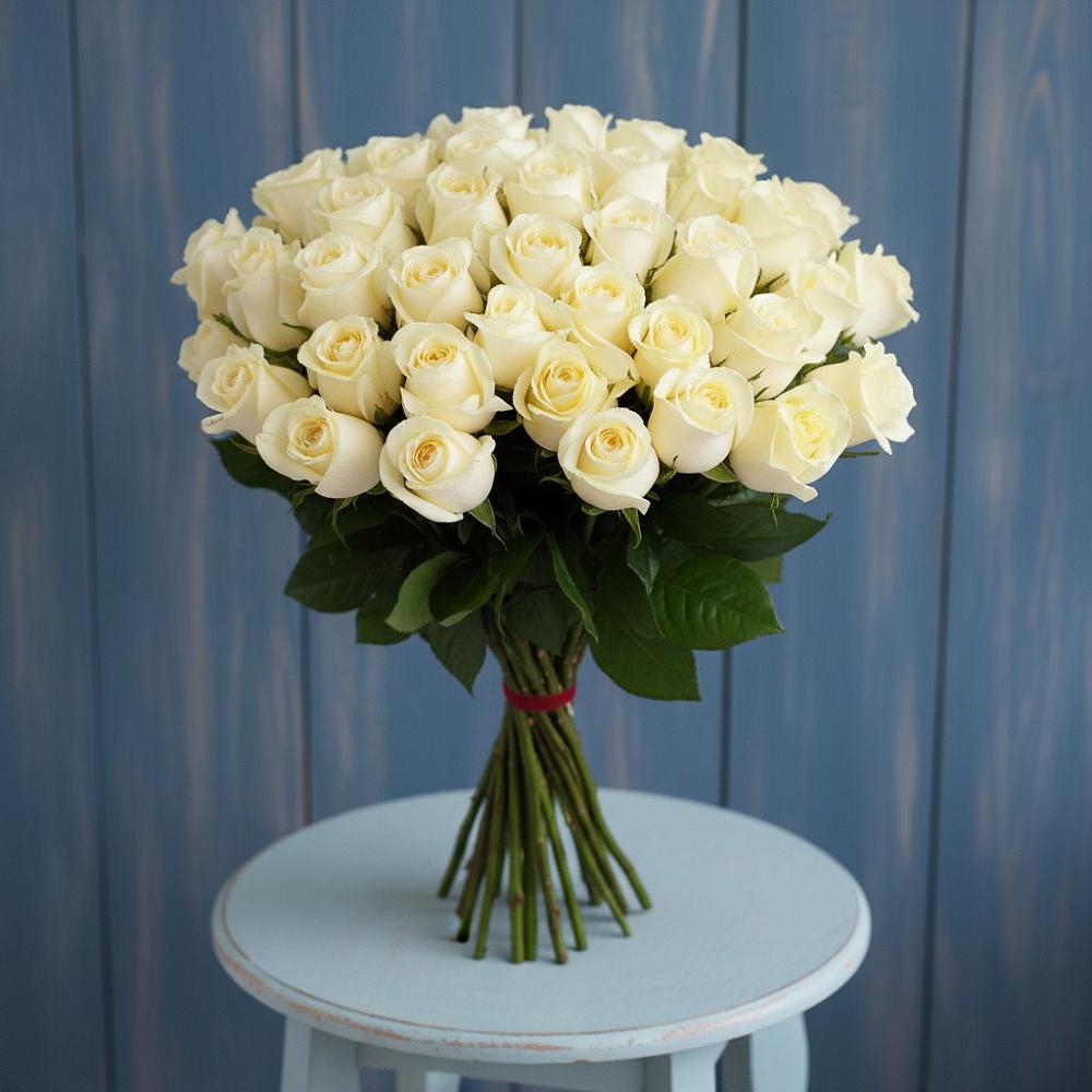 Букет 51 Белая роза Эдлесс Лав в Шабровском