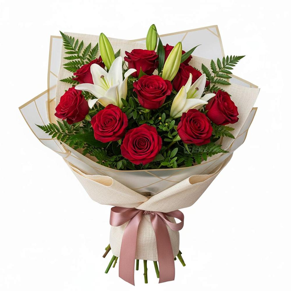 Букет цветов из: Лилии и Розы в Шабровском