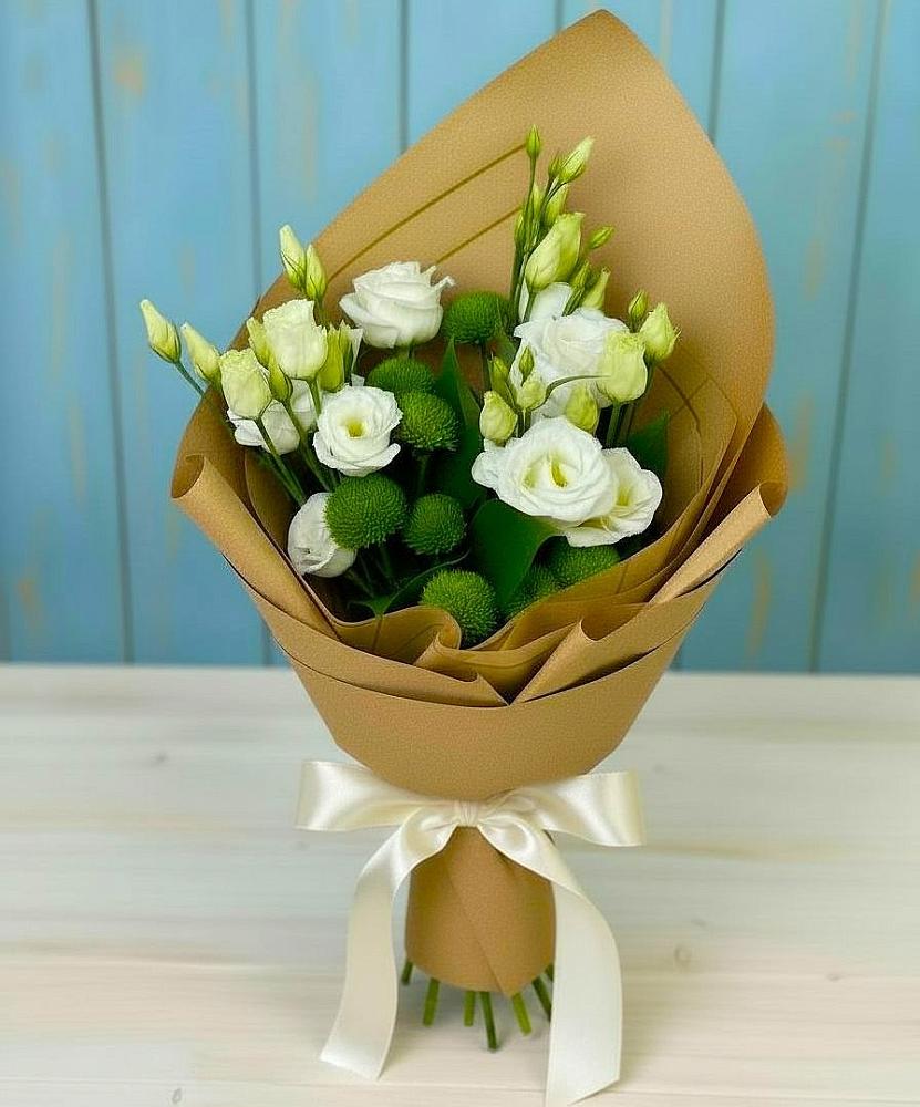 Букет цветов из: Хризантемы и Лизиантусы в Шабровском