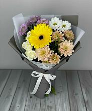 Букет цветов из:  Розы, Герберы и Хризантемы в Шабровском