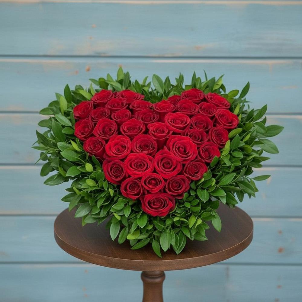 Цветочная композиция из Розы в виде сердца в Шабровском