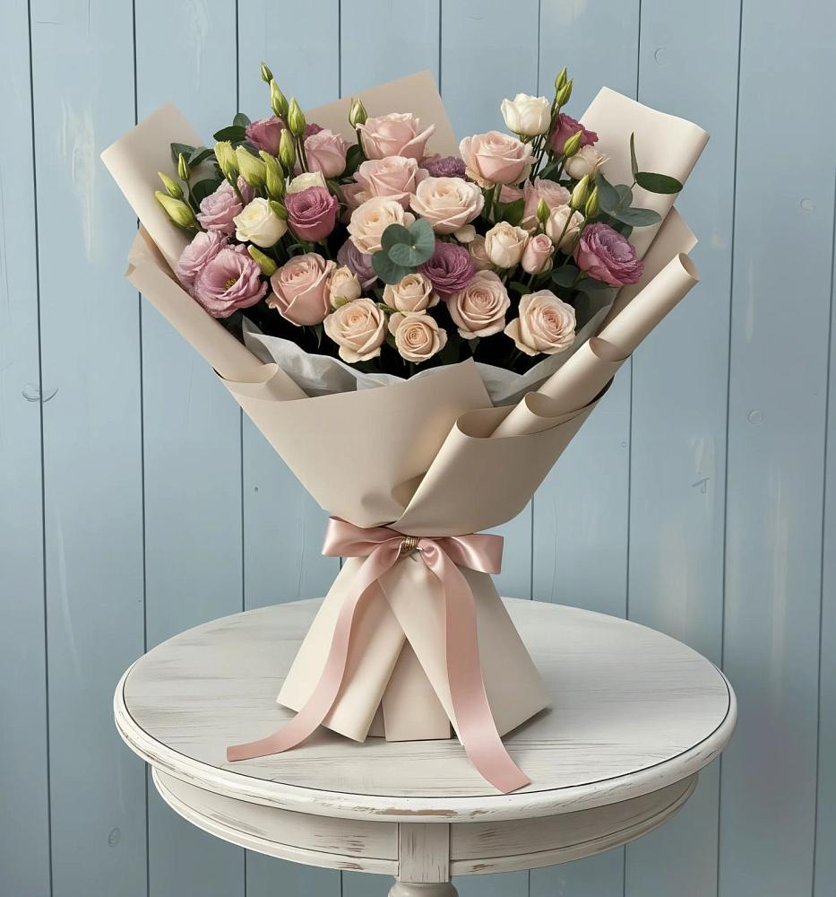 Букет цветов из: Розы и Лизиантусы в Шабровском