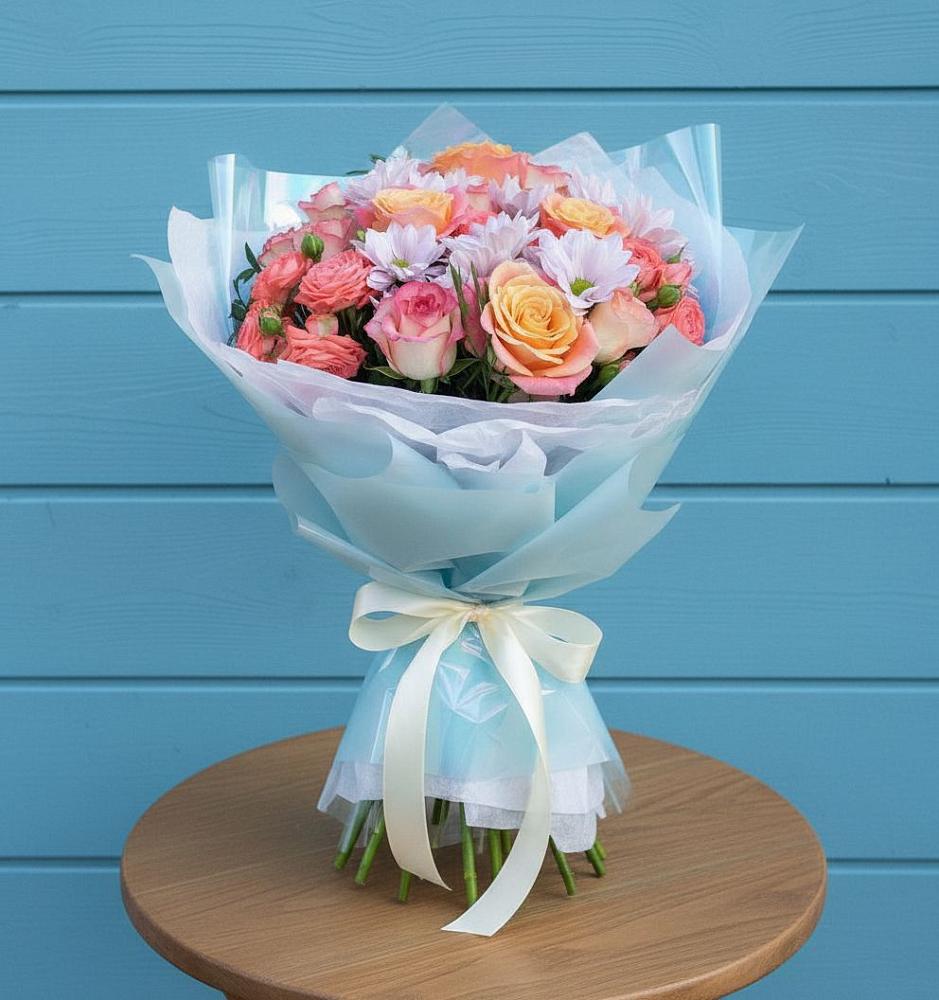 Букет цветов из: Хризантемы и Розы в Шабровском