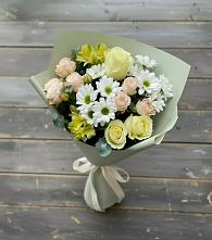 Букет цветов из:  Альстромерии, Розы и Хризантемы в Шабровском