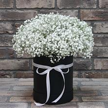 Цветочная композиция из Гипсофила в шляпной коробке в Шабровском