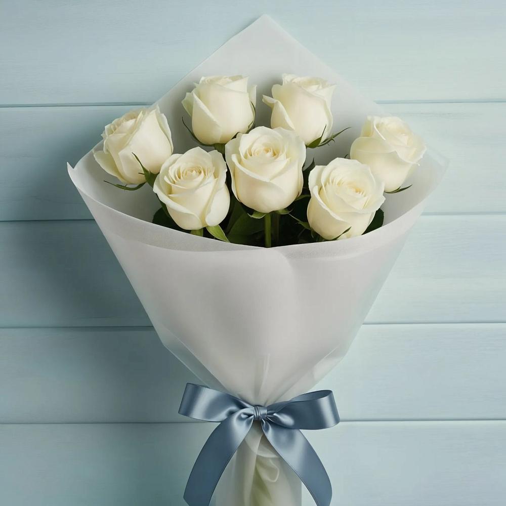 Букет 7 Белых роз Эдлесс Лав в Шабровском