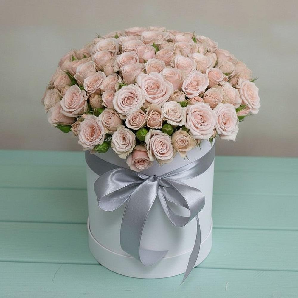 Цветочная композиция из Розы в шляпной коробке в Шабровском